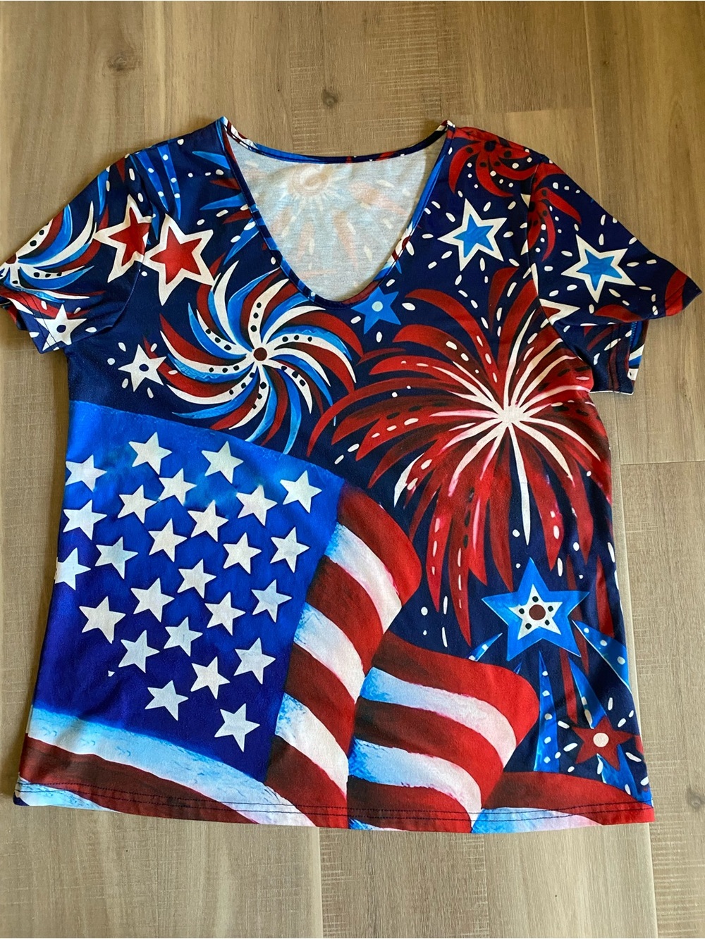 Unbranded Celebrate America Short Sleeve V Neck Tee